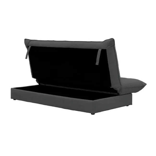 Tessa 3 Seater Storage Sofa Bed - Charcoal (Eco Clean Fabric) - 9 - Grey upholstered sofa with black interior, sleek design
