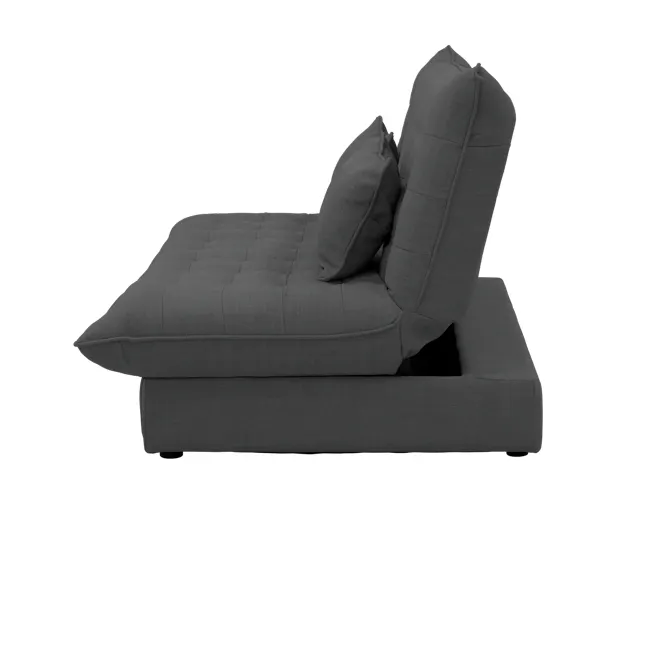 Tessa 3 Seater Storage Sofa Bed - Charcoal (Eco Clean Fabric) - 10 - Modern tufted sofa, gray fabric, cushioned seating