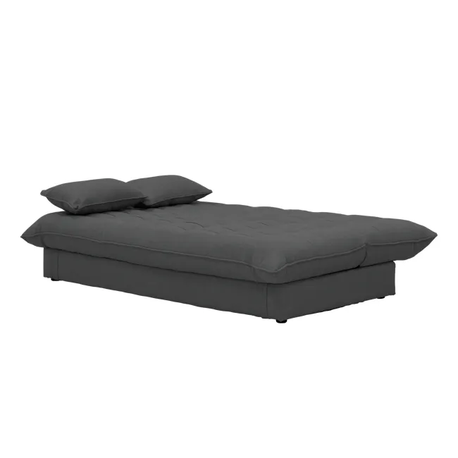 Tessa 3 Seater Storage Sofa Bed - Charcoal (Eco Clean Fabric) - 12 - Modern minimalist bed with dark gray upholstered frame