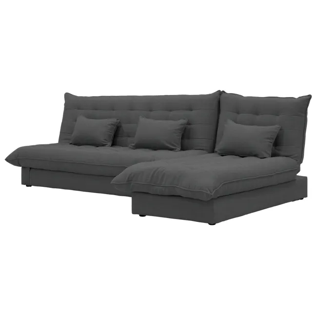 Tessa 3 Seater Storage Sofa Bed - Charcoal (Eco Clean Fabric) - 14 - Modern gray sectional sofa, minimalist design