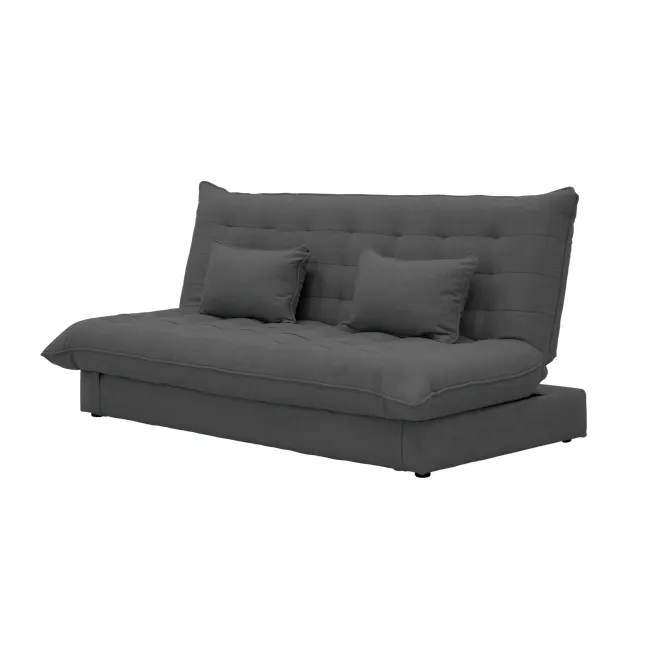 Tessa L-Shaped Storage Sofa Bed - Charcoal (Eco Clean Fabric) - 18 - Modern upholstered sofa, gray fabric, tufted design