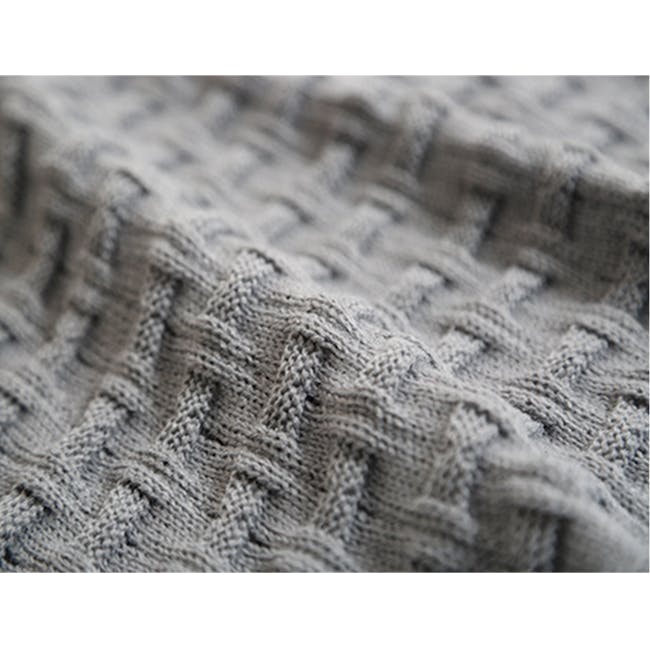 Camille Knitted Throw Blanket 110 x 175 cm - Grey - 4