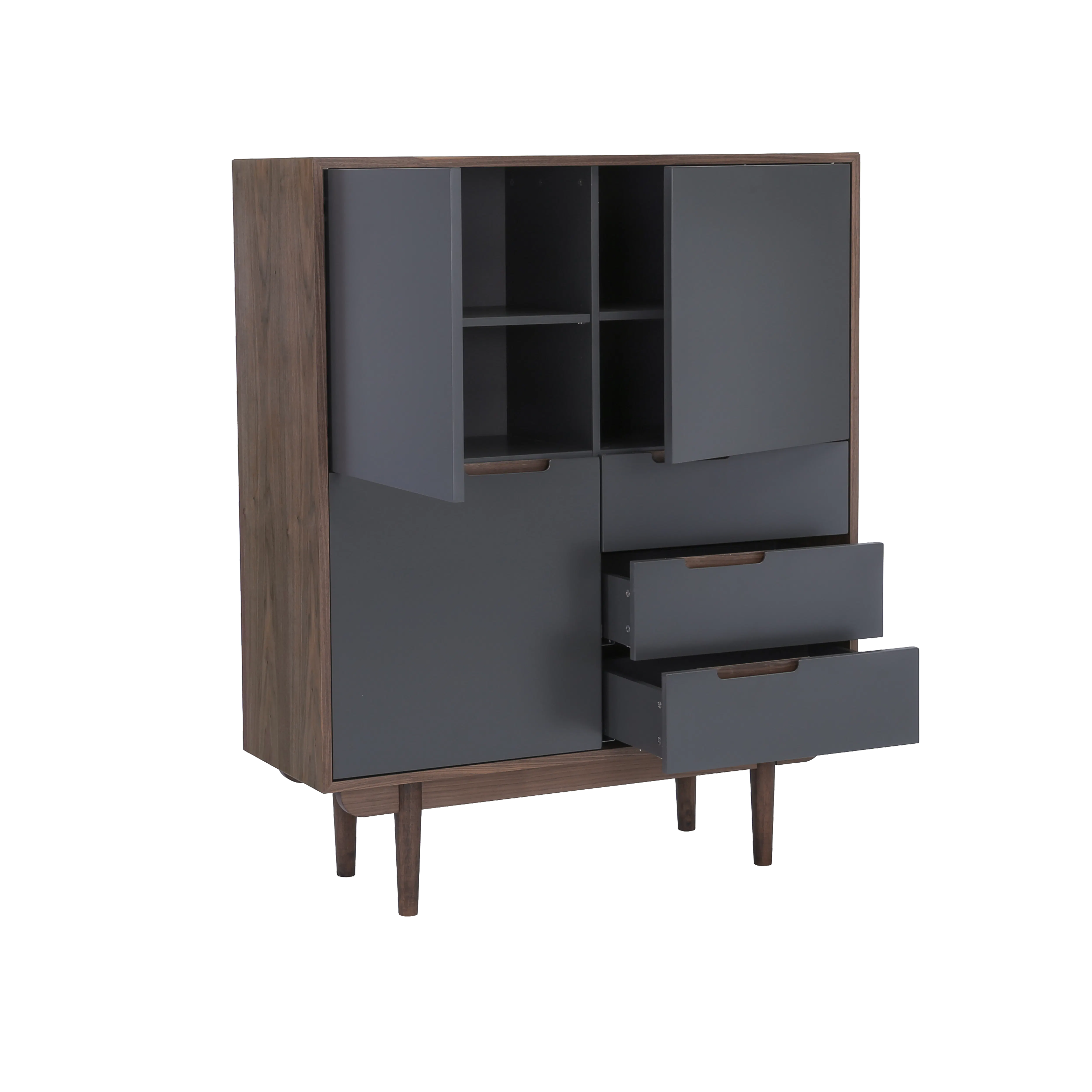Larisa Tall Sideboard 1.1m - Walnut, Grey - 9