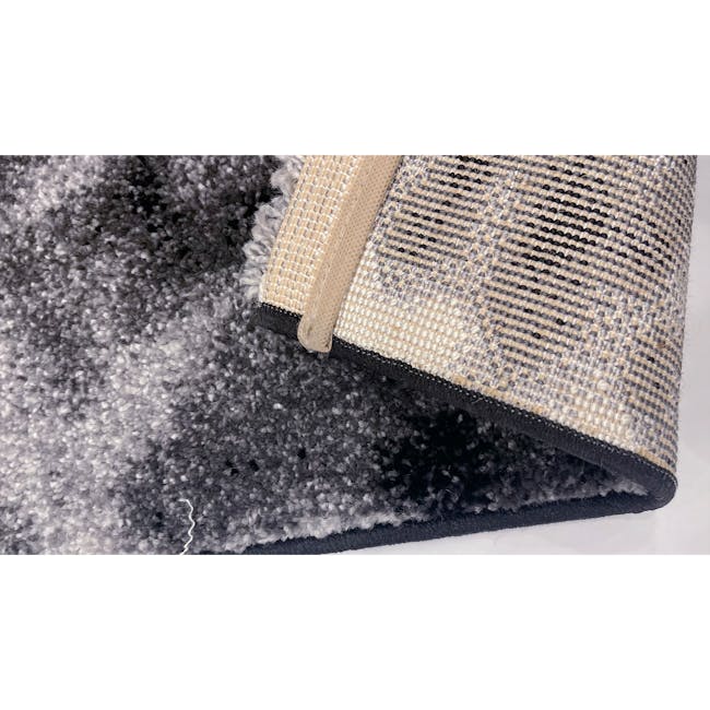 Lorenza Low Pile Rug - Black / White - 5 - Multi-colored textured fabric with a mix of black, white, and beige tones