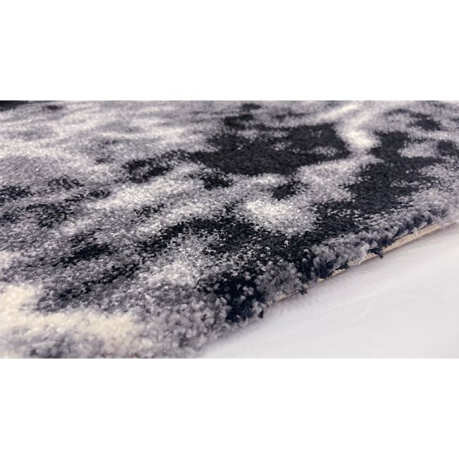 Lorenza Low Pile Rug - Black / White - 3 - Black and white patterned fabric, fluffy texture, soft surface, luxurious