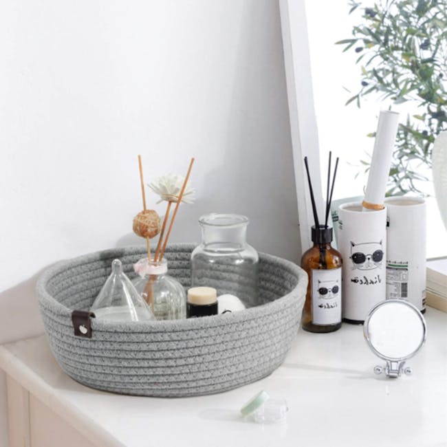 Zahara Cotton Rope Basket - Grey (Set of 3) - 2
