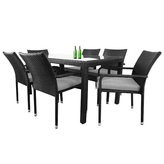 Boulevard Outdoor Dining Set with 6 Chair - Grey Cushion - 0