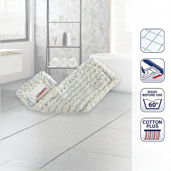 Leifheit Wiper Cover Profi Cotton Plus - 4 - rug, bath mat, white and blue, fluffy, soft, comfortable, cozy, warm, inviting