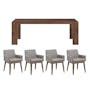 Clarkson Dining Table 2.2m in Cocoa with 4 Fabian Armchairs in Dolphin Grey - 0