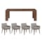 Clarkson Dining Table 2.2m in Cocoa with 4 Fabian Armchairs in Dolphin Grey - 0