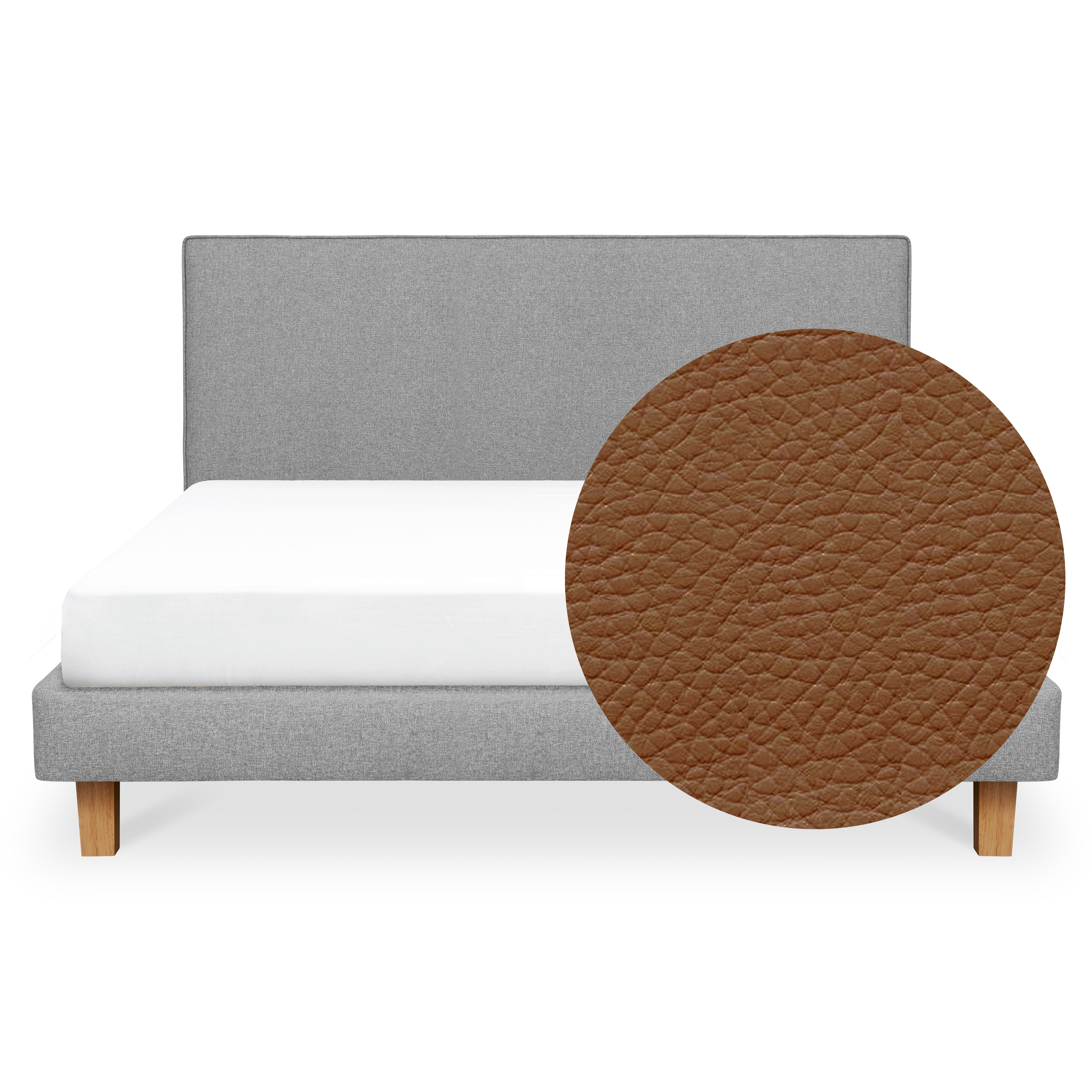 ESSENTIALS King Headboard Divan Bed - Tan (Faux leather)