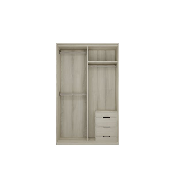 Lorren Sliding Door Wardrobe 3 with Mirror - Matte White, White Oak - 8
