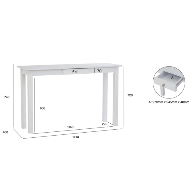(As-is) Nancy Console Table 1.2m - White - 3 - 16