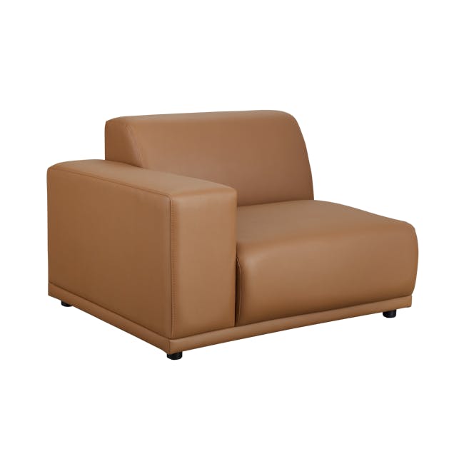 Milan Left Arm Unit - Caramel Tan (Faux Leather) - 9 - Lime green leather sofa, modern design, brown leather upholstery