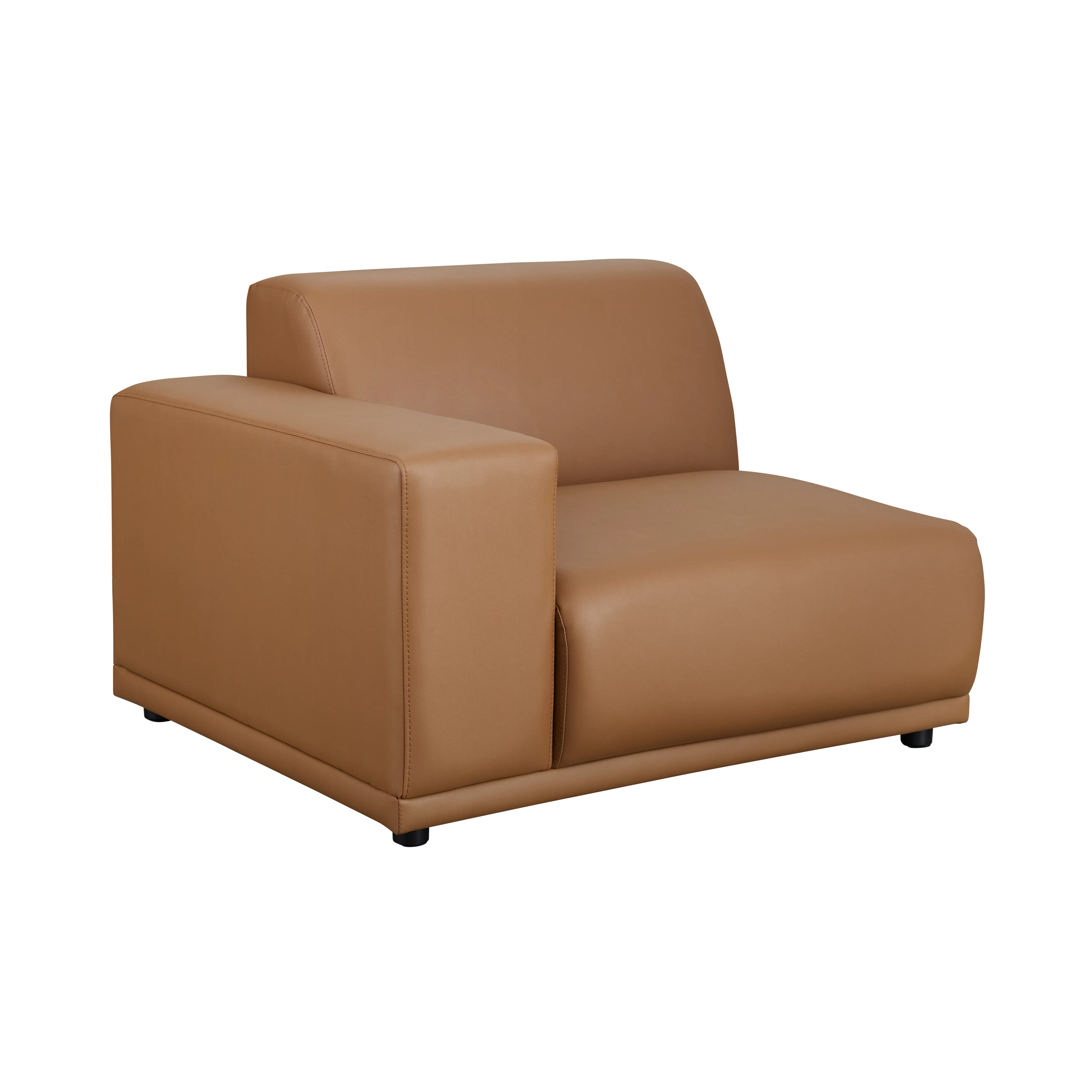 Milan 4 Seater Sofa - Caramel Tan (Faux Leather) - 22 - Lime green leather sofa, modern design, brown leather upholstery