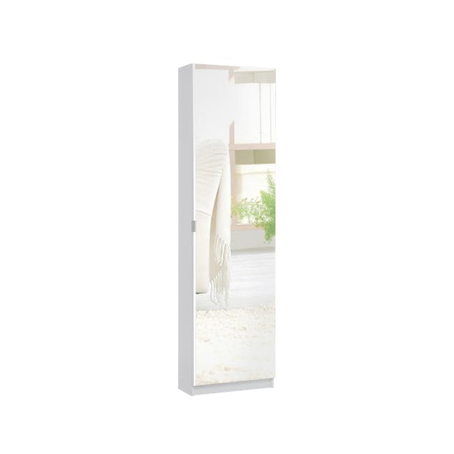 Lina Mirror Tall Shoe Cabinet - White - 0