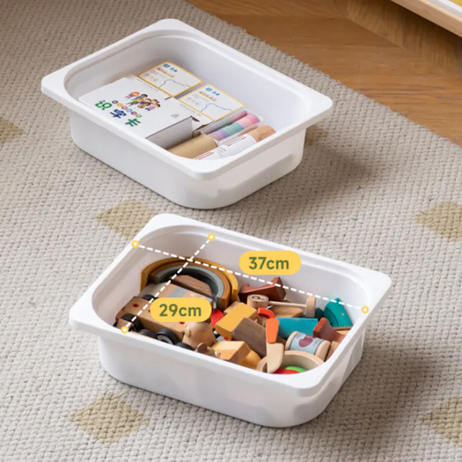 Aiko Wooden Kids Toy Storage Rack - 9 - Toy storage containers with labeled dimensions, Wooden toys and educational