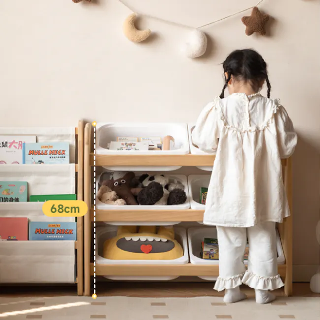 Aiko Wooden Kids Toy Storage Rack - 8 - White dress, child, shelf, storage, bins, toys, books, shelf height, 68cm, cozy