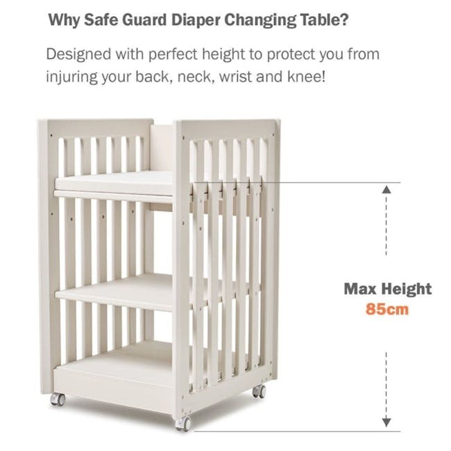 IFAM SafeGuard Baby Diaper Changing Table with Waterproof Mat - White - 7
