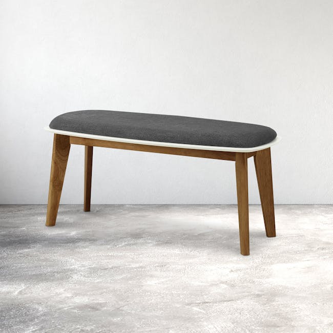 Harold Dining Table 1.5m in Cocoa with Harold Bench 1m with 2 Harold Dining Chairs in Seal - 13 - modern bench, minimalist