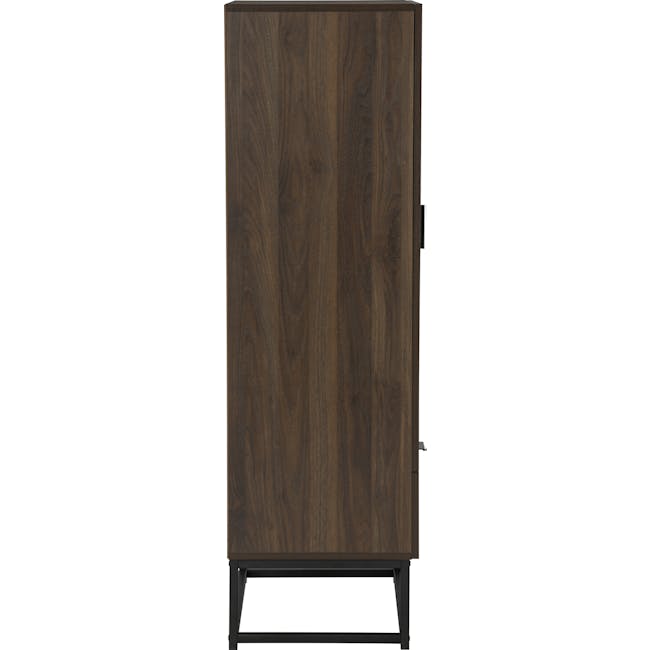 Carrie Tall Storage Cabinet - 4 - Wooden cabinet with natural wood finish, dark brown wood grain, elegant design