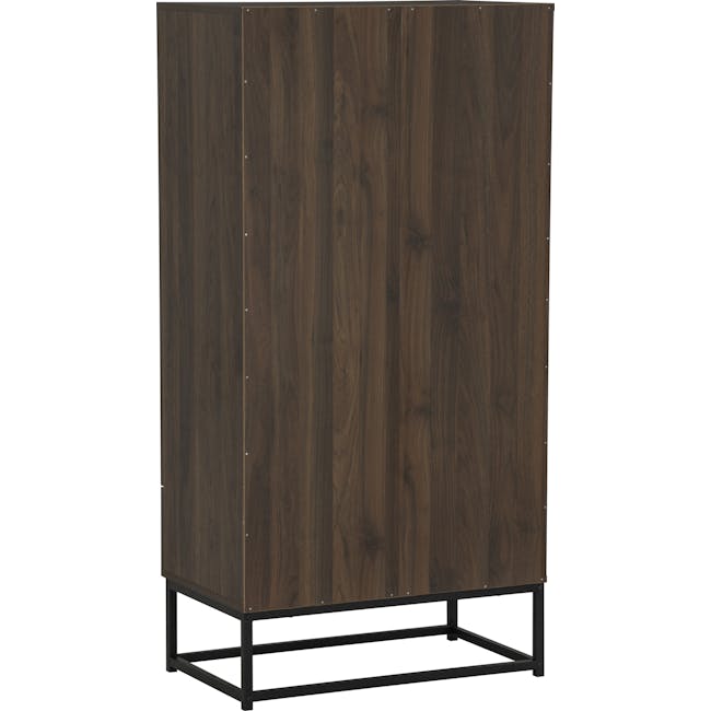Carrie Tall Storage Cabinet - 5 - Wooden panel, dark wood texture, vertical grain, polished finish, natural wood, rustic