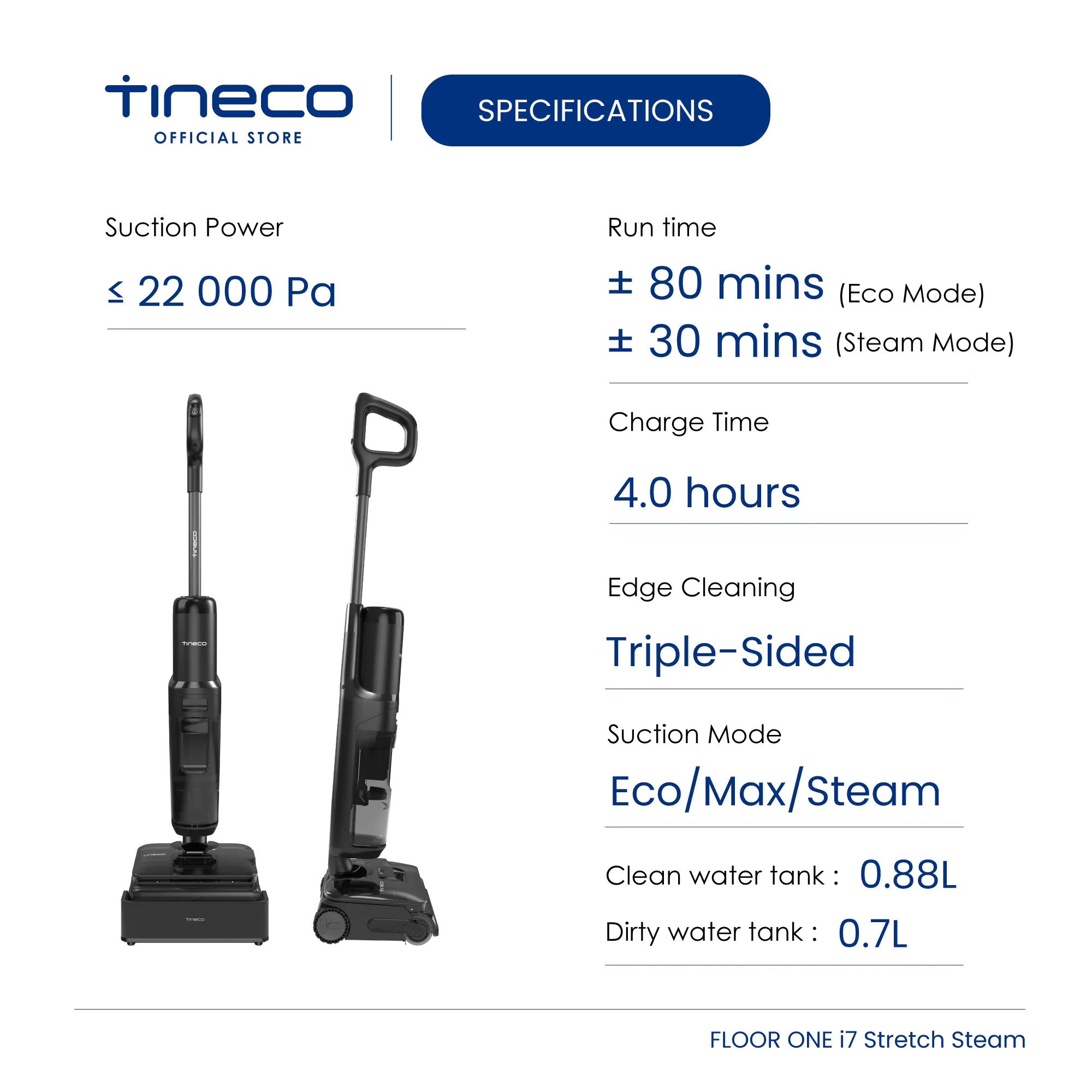 Tineco Floor One i7 Stretch Steam Smart Wet & Dry Vacuum Cleaner - 13