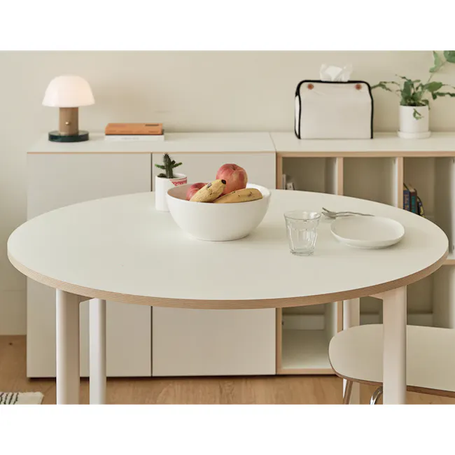 Kira Round Dining Table 1m - Warm White - 7