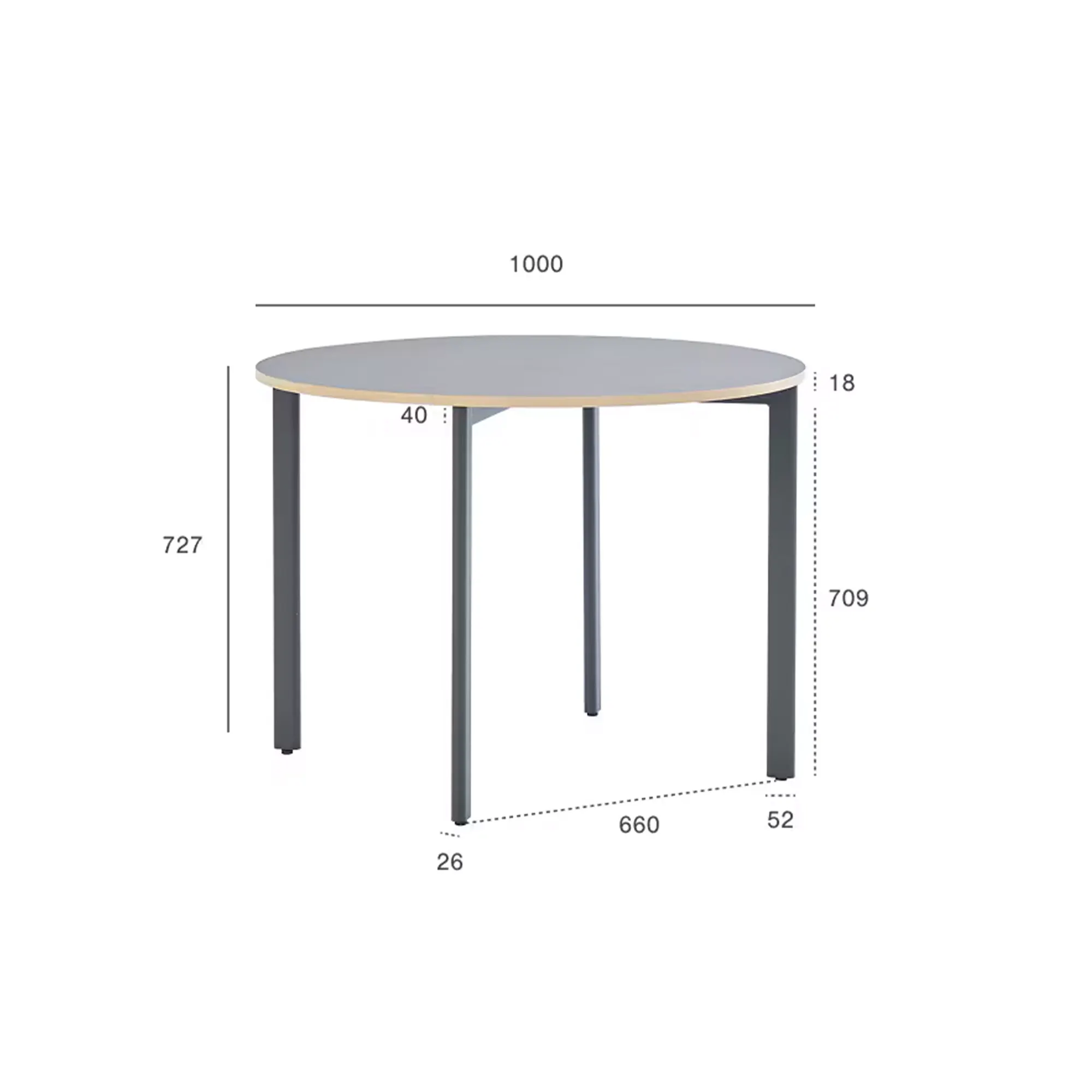 Kira Round Dining Table 1m - Warm White - 19