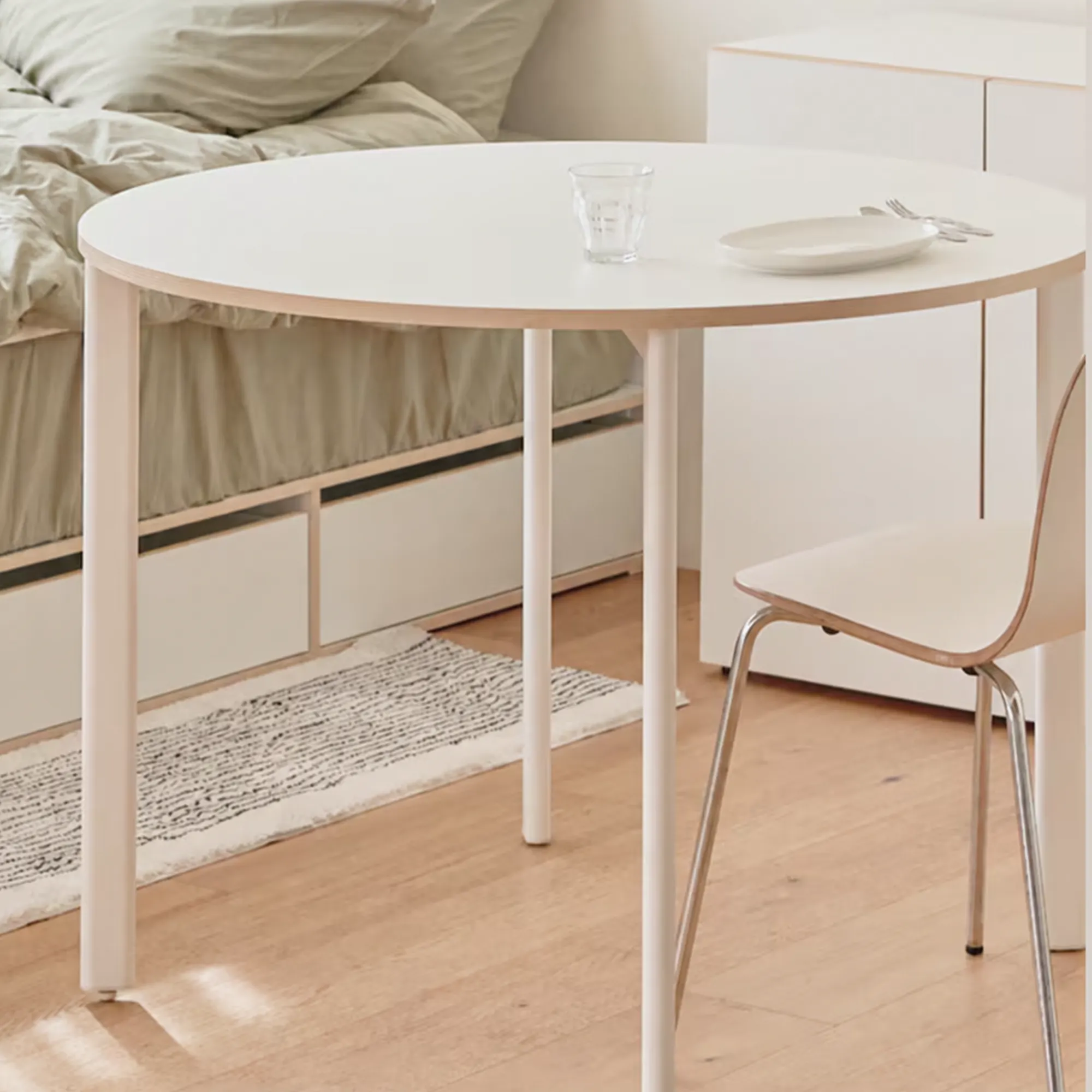 Kira Round Dining Table 1m - Warm White - 12