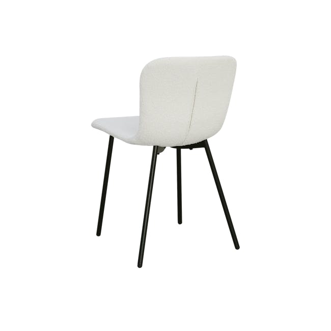 Phoebe Dining Chair - Matt Black, White Boucle - 2 - Modern minimalist chair, white upholstered seat, black metal legs