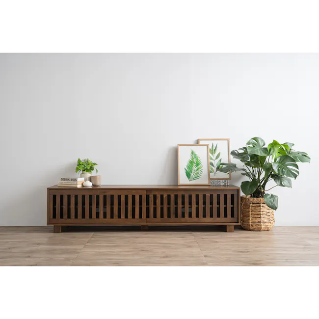 Keita TV Console 1.8m - Walnut - 2 - Wooden sideboard, minimalist design, natural wood finish, rectangular shape, vertical