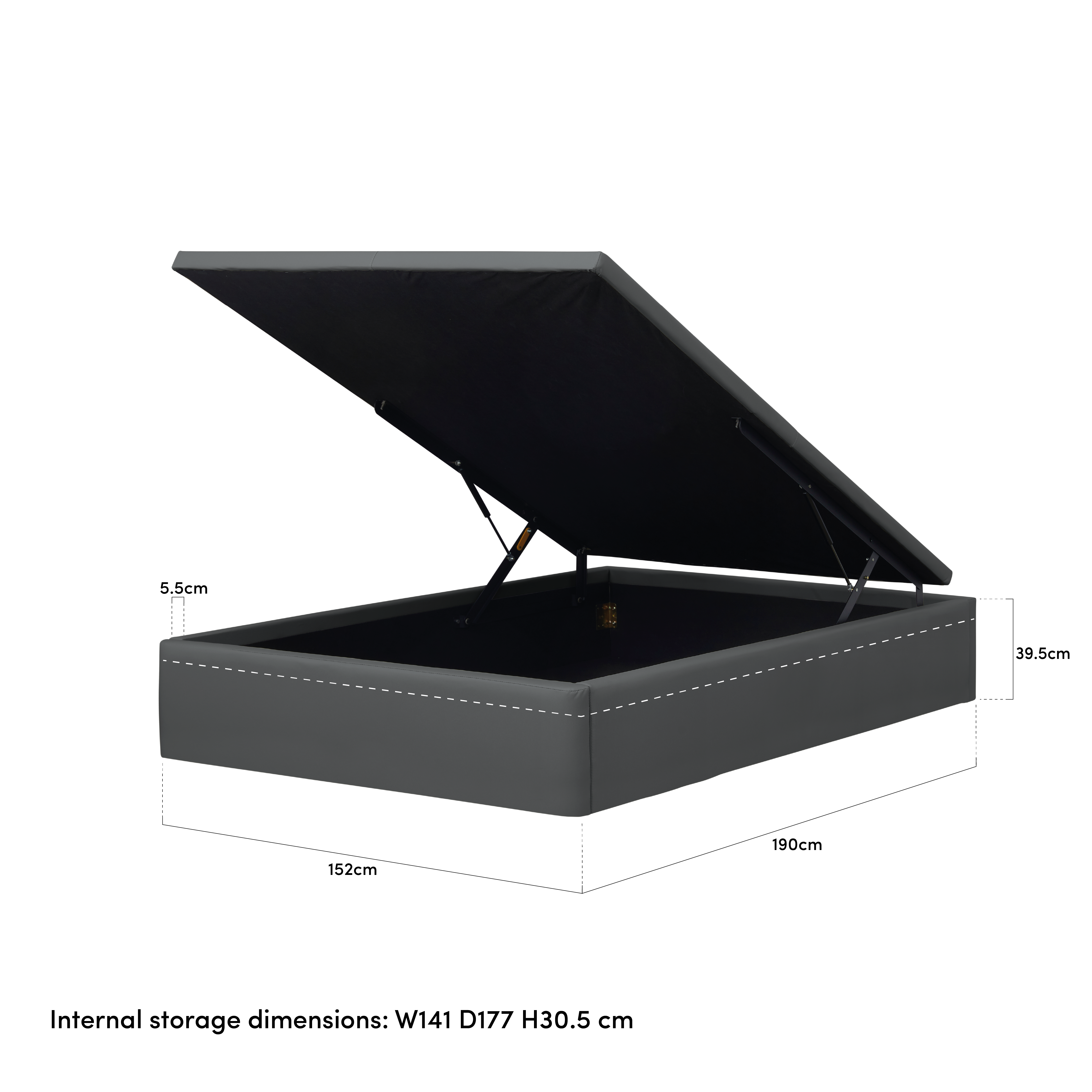 ESSENTIALS Queen Storage Bed Grey (Fabric), HV Basic Beds & Bedroom