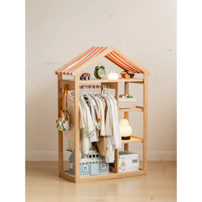 Micah Wooden Kids Open Wardrobe 0.9m - 5