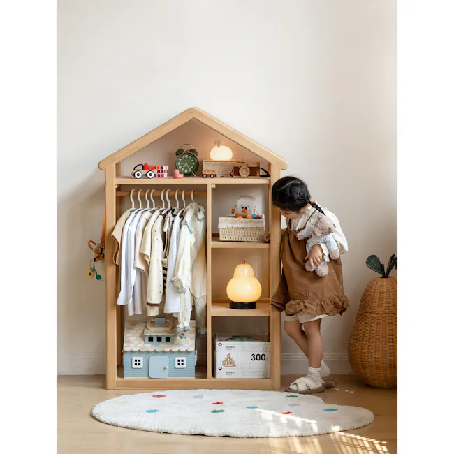 Micah Wooden Kids Open Wardrobe 0.9m - 3