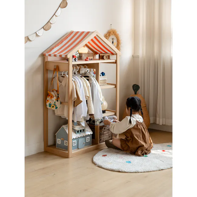 Micah Wooden Kids Open Wardrobe 0.9m - 4