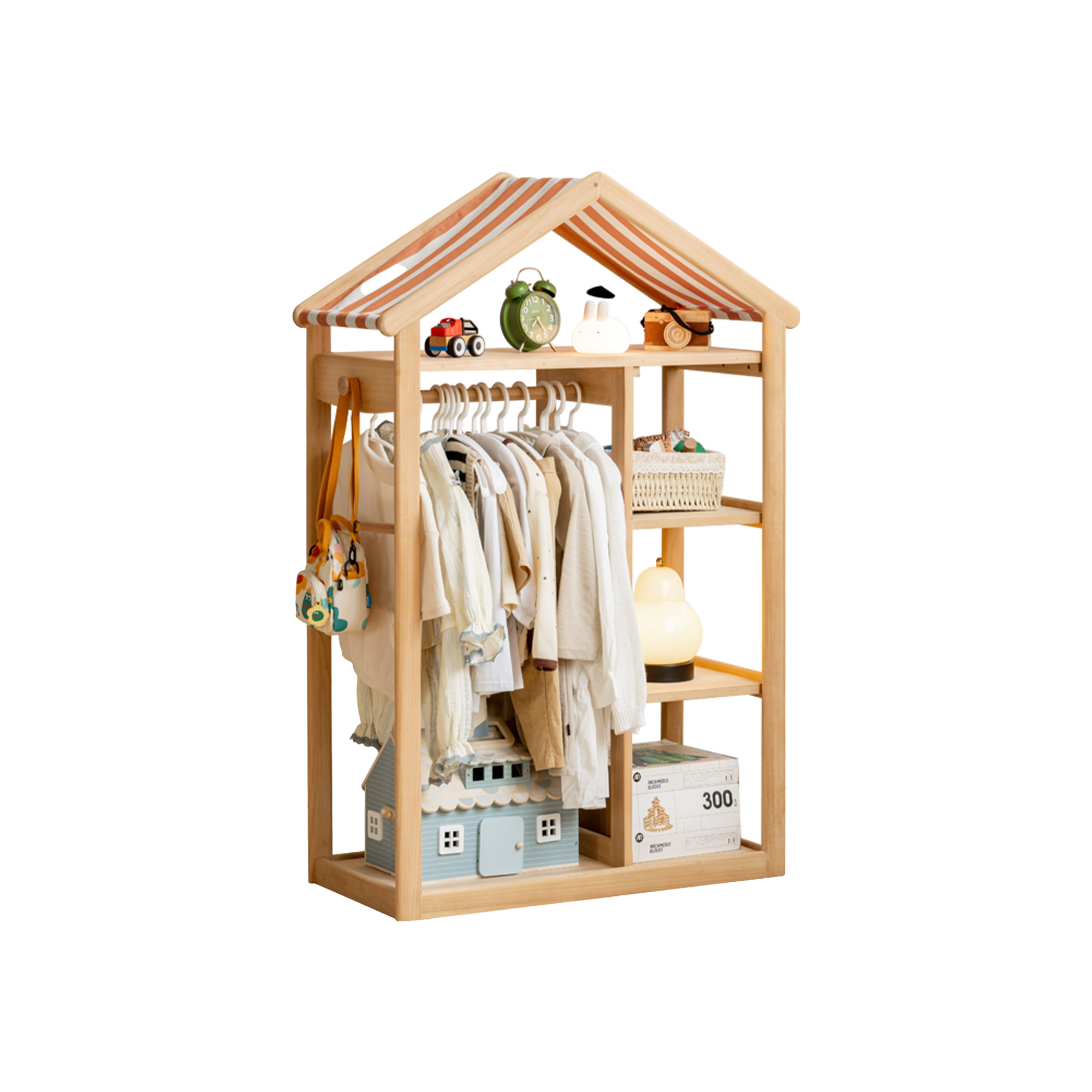 Micah Wooden Kids Open Wardrobe 0.9m