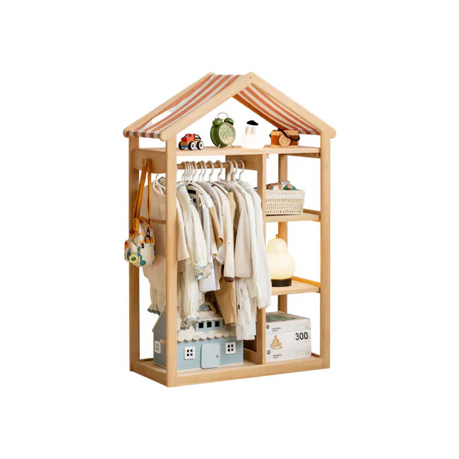 Micah Wooden Kids Open Wardrobe 0.9m - 1