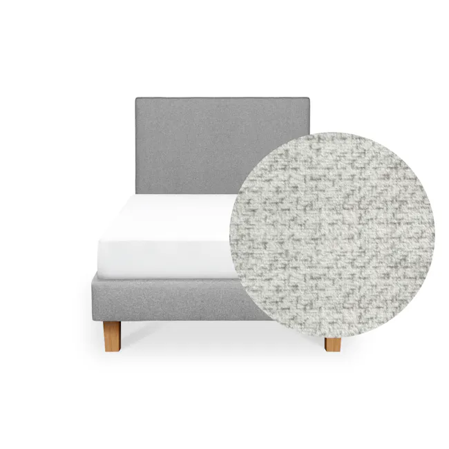 ESSENTIALS Super Single Headboard Divan Bed - Linen (Pet Friendly) - 1 - Grey upholstered bed with wooden legs, white