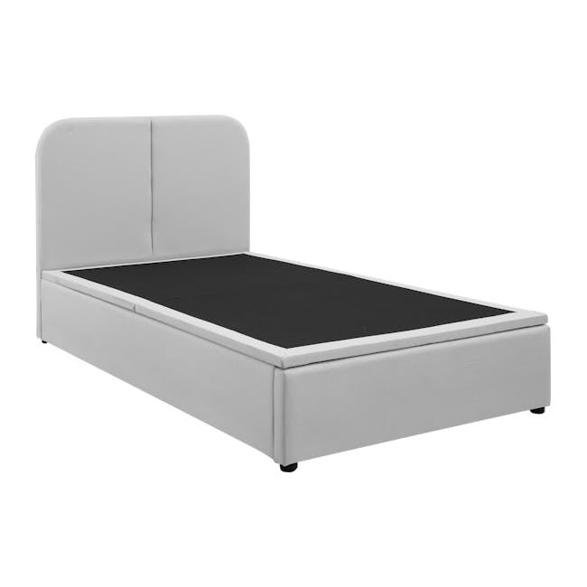 Nolan Super Single Storage Bed - Silver Fox - 5 - Modern minimalist bed frame, sleek design, white and black color scheme