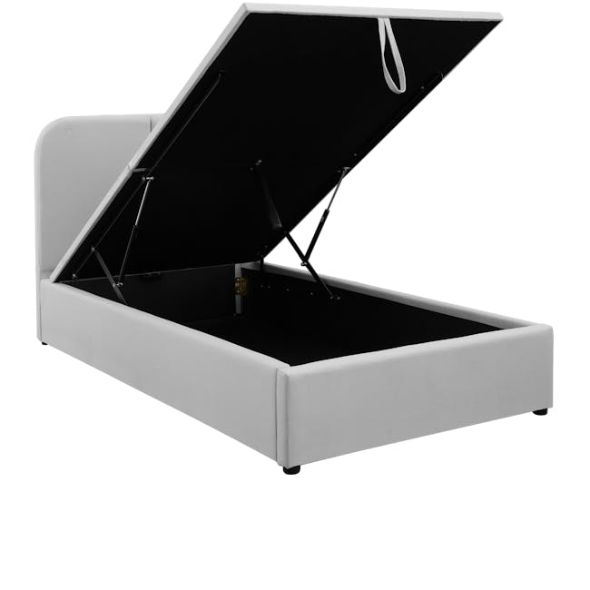 Nolan Super Single Storage Bed - Silver Fox - 6 - Sleek, modern sofa with black and white color scheme, Black and white