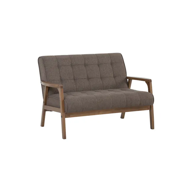 Tucson 2 Seater Sofa - Cocoa, Chestnut (Fabric) - 5 - Modern upholstered bench, brown fabric, cushioned seat, wooden frame