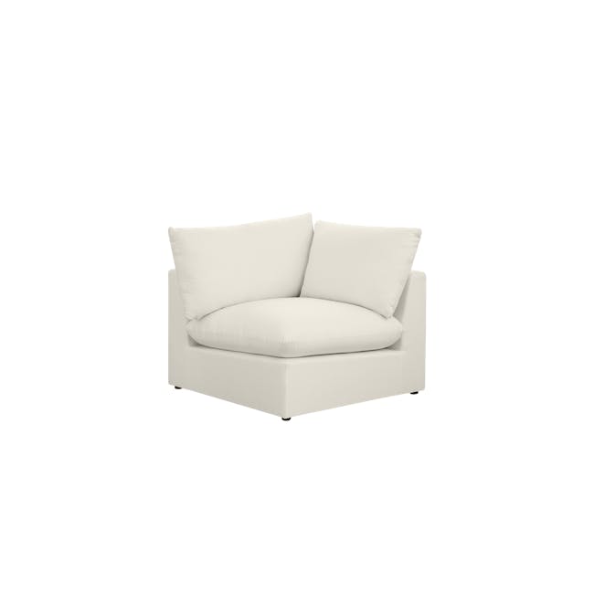 (As-is) Russell Corner Unit - Oat (Eco Clean Fabric) - 1 - 1 - White cushioned chair, minimalist design, modern decor, cozy