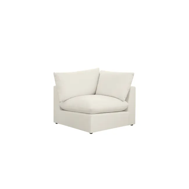 (As-is) Russell Corner Unit - Oat (Eco Clean Fabric) - 1 - 1 - White cushioned chair, minimalist design, modern decor, cozy