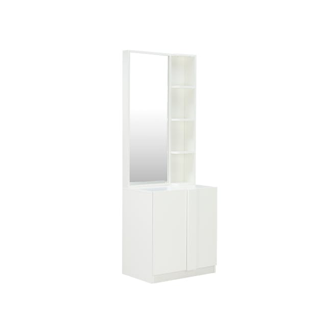 Melody Dressing Table Stand 0.6m - White - 5 - White minimalist vanity with integrated sink and mirror, sleek design, open