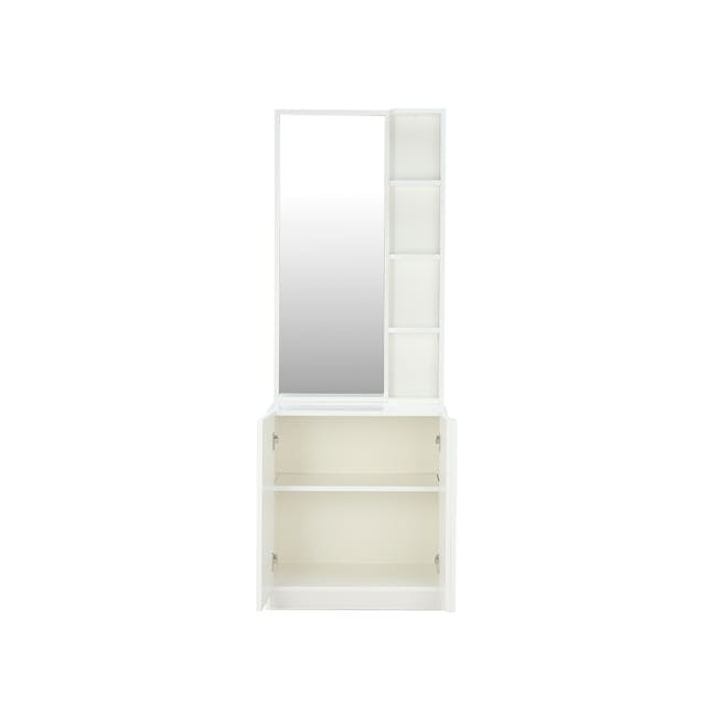 Melody Dressing Table Stand 0.6m - White - 3 - White vanity with mirrored section, open shelves, minimalist design, clean