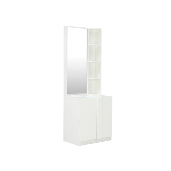Melody Dressing Table Stand 0.6m - White - 1 - White minimalist vanity with integrated shelving, sleek design, open