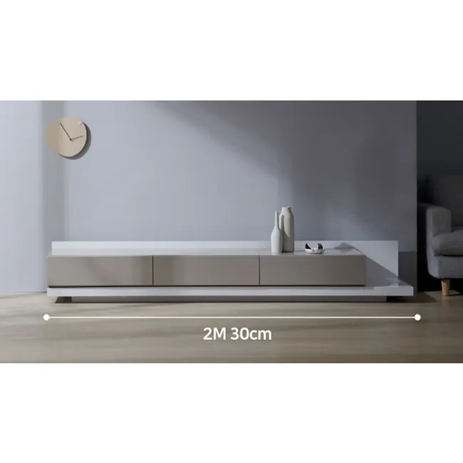 (As-Is) Bryson Extendable TV Console 2.3m-3.3m - White - 16 - modern minimalist living room, contemporary furniture, sleek