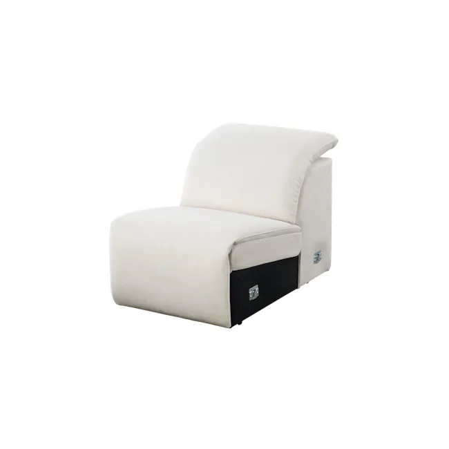 Harmony Armless Unit - Pearl River (Scratch Resistant) - 2 - Luxurious white upholstered chair, minimalist design, soft