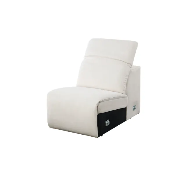 Harmony Armless Unit - Pearl River (Scratch Resistant) - 3 - White upholstered recliner, minimalist design, soft fabric